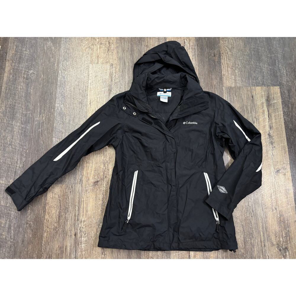 Columbia Interchange Omni-Tech Rain Jacket Womens Small Black Waterproof Hooded